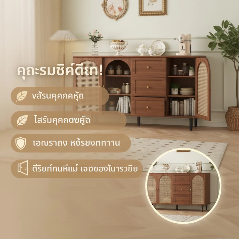 ตู้ไซด์บอร์ดสไตล์ฝรั่งเศส ตู้หวายสไตล์มินิมอล thumbnail 5