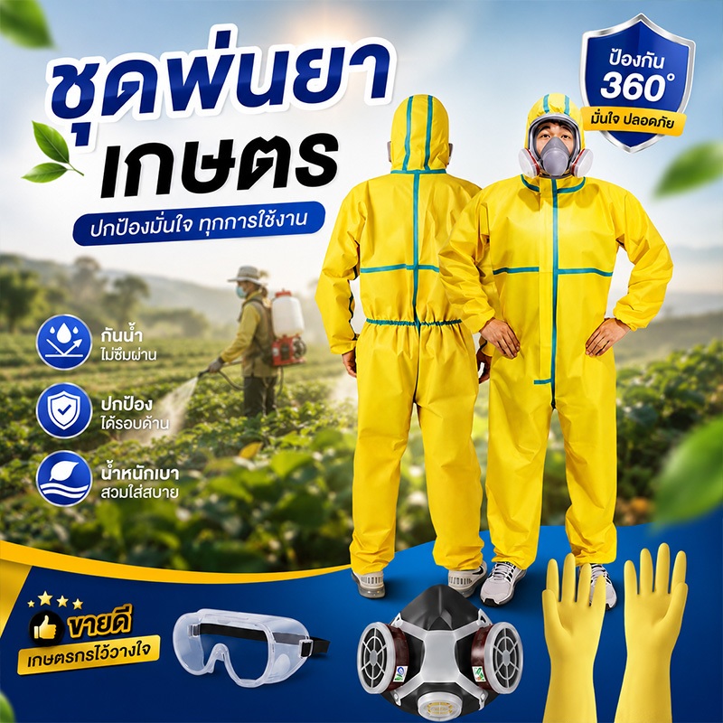 การปกป้องที่ครอบคลุม! ระบายอากาศได้ดีเยี่ยม ชุดเกษตรกันสารเคมี กันน้ำ-ฝุ่น เลือกใช้พ่นยาและพ่นสี ขายดีแน่นอน！