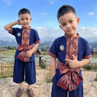 ชุดไทยเด็ก ล้านนา ชุดผ้าฝ้ายพื้นเมือง เนื้อนุ่ม ตัดเย็บเนี๊ยบ มีทั้งของเด็กชายและหญิง มี6ไซส์ สำหรับเด็กหนัก 10-40 kg