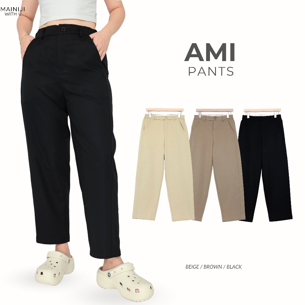 NEW AMI - Classic Tapered Pants  กางเกงขายาวทรงตรง สอบเข้าบริเวณปลายขาเล็กน้อย ดีไซน์คลาสสิคทันสมัย