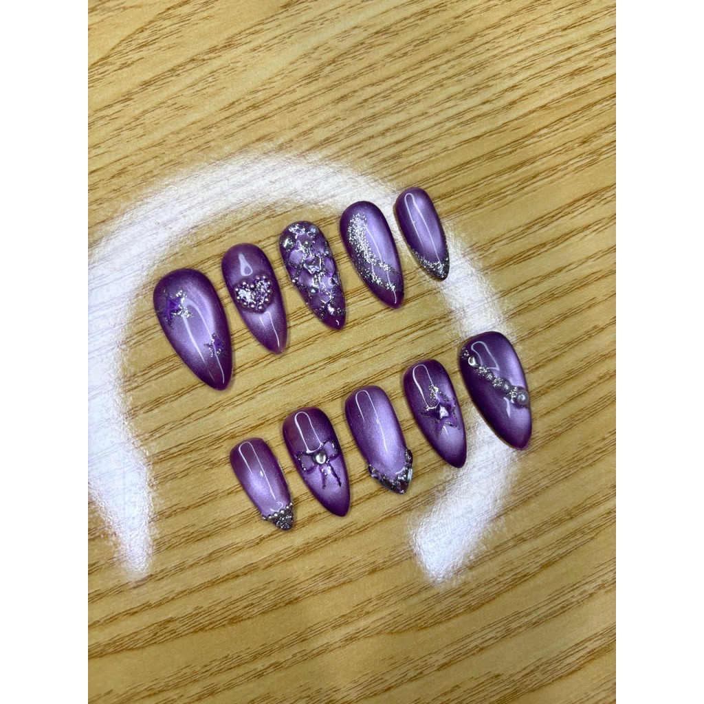 🐾˖ ࣪⊹ เล็บปลอมเจลลูกแก้วสีม่วง 💜 (อ่านรายละเอียดก่อนสั่ง)