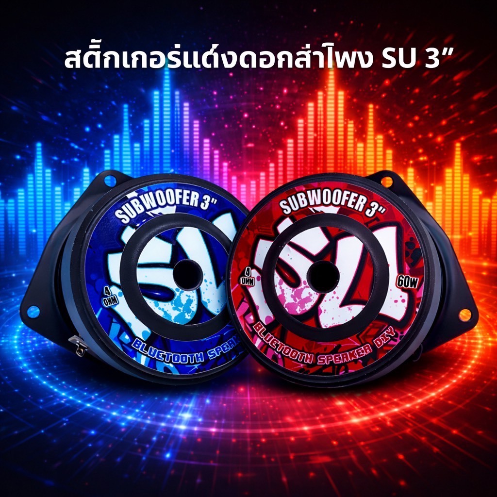 สติ๊กเกอร์ติดดอกลำโพงบลูทูธSU 3 นิ้วSu 3 นิ้ว 4 ohm 60 watt สติ๊กเกอร์ติดตูดดอกติดตูดดอกลำโพง