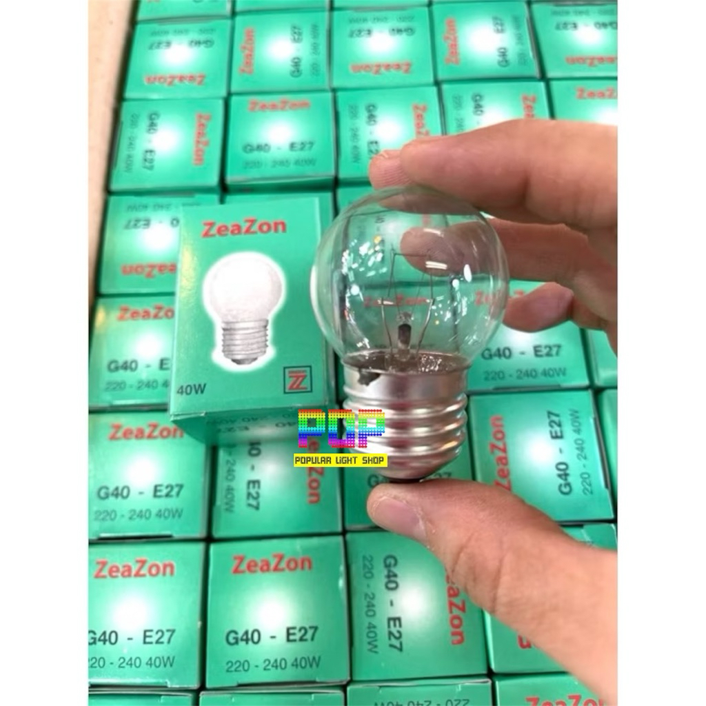 หลอดไส้ หลอดไฟ หลอดปิงปองใส G40 220V-240V 40W ขั้วE27