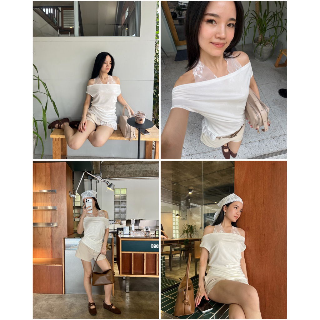 พร้อมส่ง taryn - fairy top (limited) เสื้อเลเยอร์ 2 ชิ้น ข้างในซีทรูลูกไม้ สวยมาก