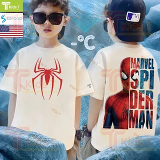 [งานเกรดพรีเมียม งานเกรด A] Kids T เสื้อยืดเด็ก พิมพ์ลายสไปเดอร์แมน ผ้าฝ้าย 100% ใส่สบาย หลวม เหมาะเด็กผู้ชาย เด็กผู้หญิ