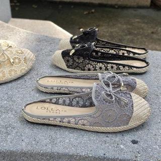 🌹 OHODOODEE 🌹 Charming Blossom Lace Sliders รองเท้าคัทชูเปิดส้นฉลุลายดอกไม้หรูหราแมทช์ง่ายทุกลุค M566