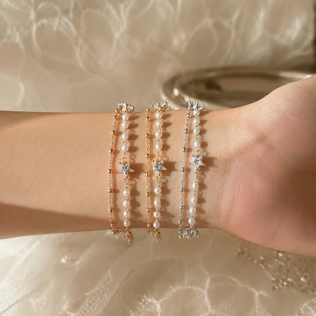 Socrush.bkk | STAR VEIL bracelet | SB-108 | สร้อยข้อมือ ดาว มุก