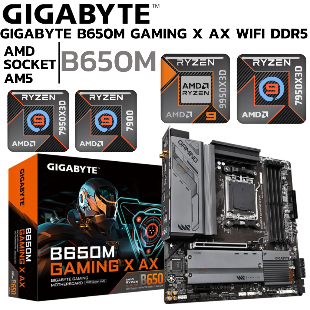 MAINBOARD (เมนบอร์ด) GIGABYTE B650M GAMING X AX WIFI DDR5