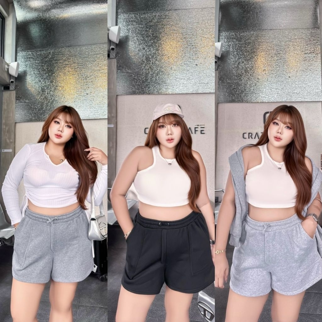 กางเกงวอมขาสั้นผ้าสำลีทรงเบสิค Bigsize เอว 30-58"