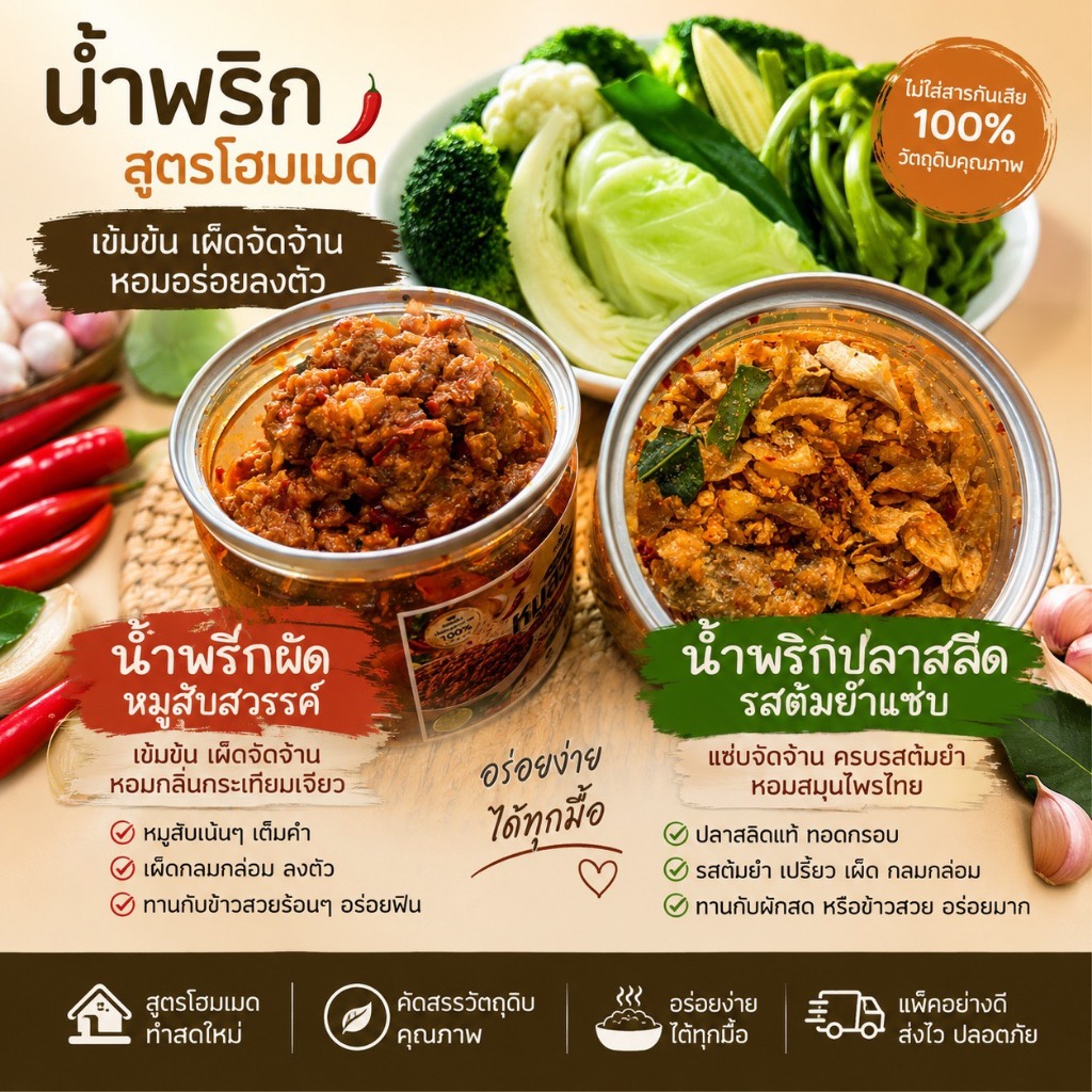 น้ำพริกผัดหมูสับ เพื่อสุขภาพอร่อยปราศจากผงชูรส คีโตทานได้เน้นโปรตีน แคลอรี่ต่ำ ไม่ใส่วัตถุกันเสีย