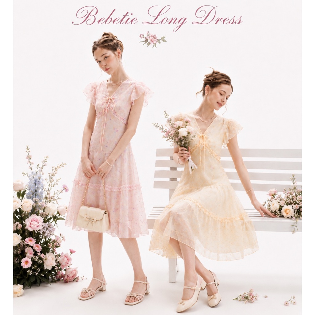DR0603 LABELLE รุ่น Bebetie Long Dress เดรสยาวละมุน น่ารัก