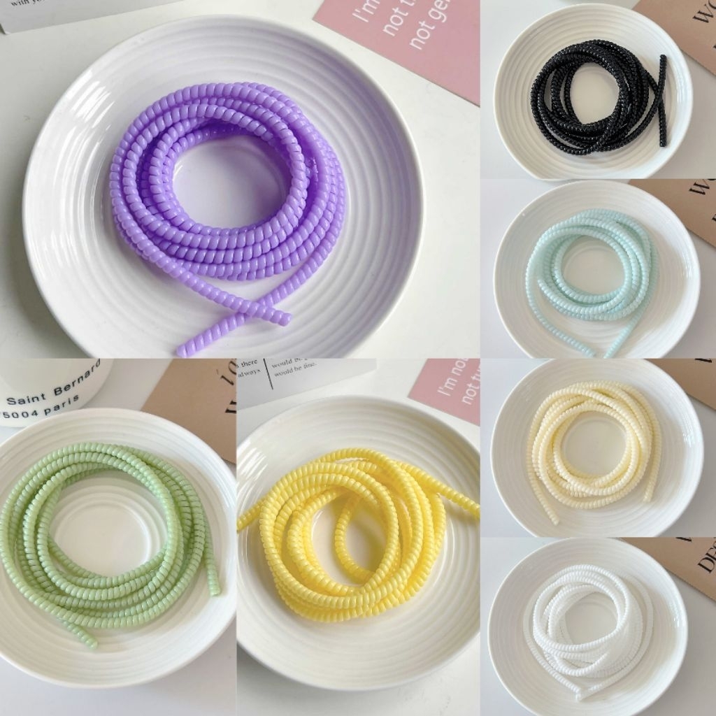 [⚡ส่งจากไทย] สายถนอมสายชาร์จ เกลียวพันสายชาร์จ สีพาสเทล ป้องกันสายหัก งอ ความยาว 80 ซม