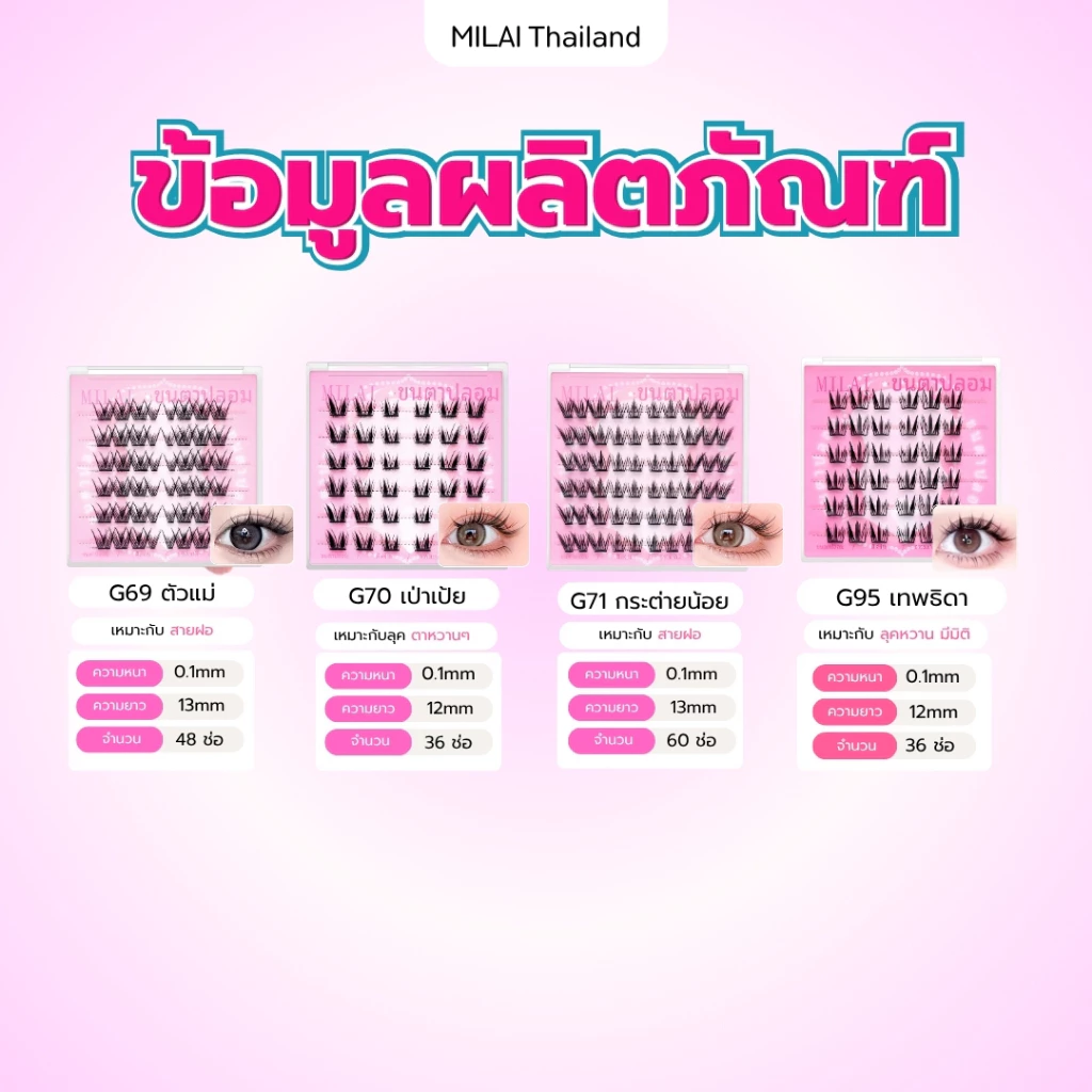 【ซื้อครบ3กล่องแถมแหนบ】MILAIขนตาปลอมกาวในตัว ติดง่าย เรียงเส้นสวย เป็นธรรมชาติ มีให้เลือกครบทุกสไตล์ thumbnail 6
