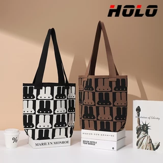 HOLO กระเป๋าสะพายข้างผู้หญิง กระเป๋าสาน สีตัดกัน ลายกระต่าย สบายๆ แฟชั่น 200g