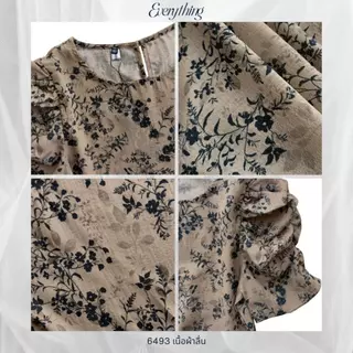 Everything2019 แบรนด์เอฟเวอรี่ติง - เสื้อคอกลม แขนสั้นแต่งยกไหล่ ลายสวยน่ารัก (6493)