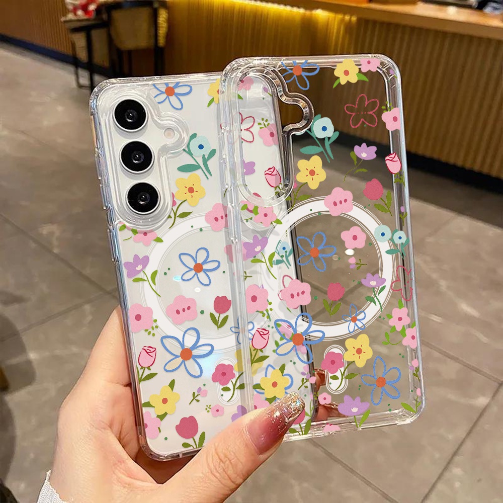 Magnetic เคส For Samsung A57 A37 A17 5G A07 4G S24 FE S26 Ultra A15 A06 A55 A16 A56 A26 A36 A35 A54 เคสแม่เหล็กใสรูใหญ่