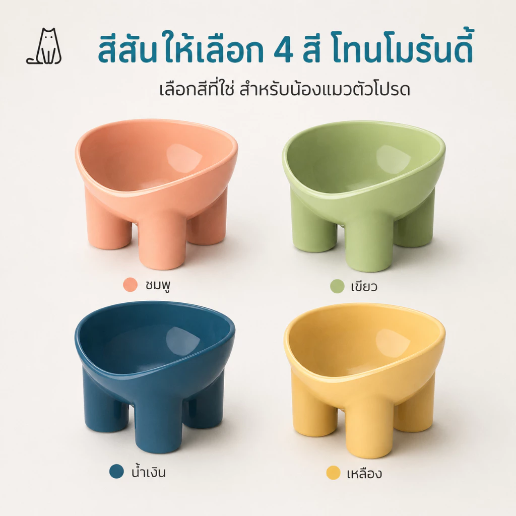 ชามอาหารสัตว์เลี้ยง ทรงเฉียง กันมด แมวและสุนัข thumbnail 9