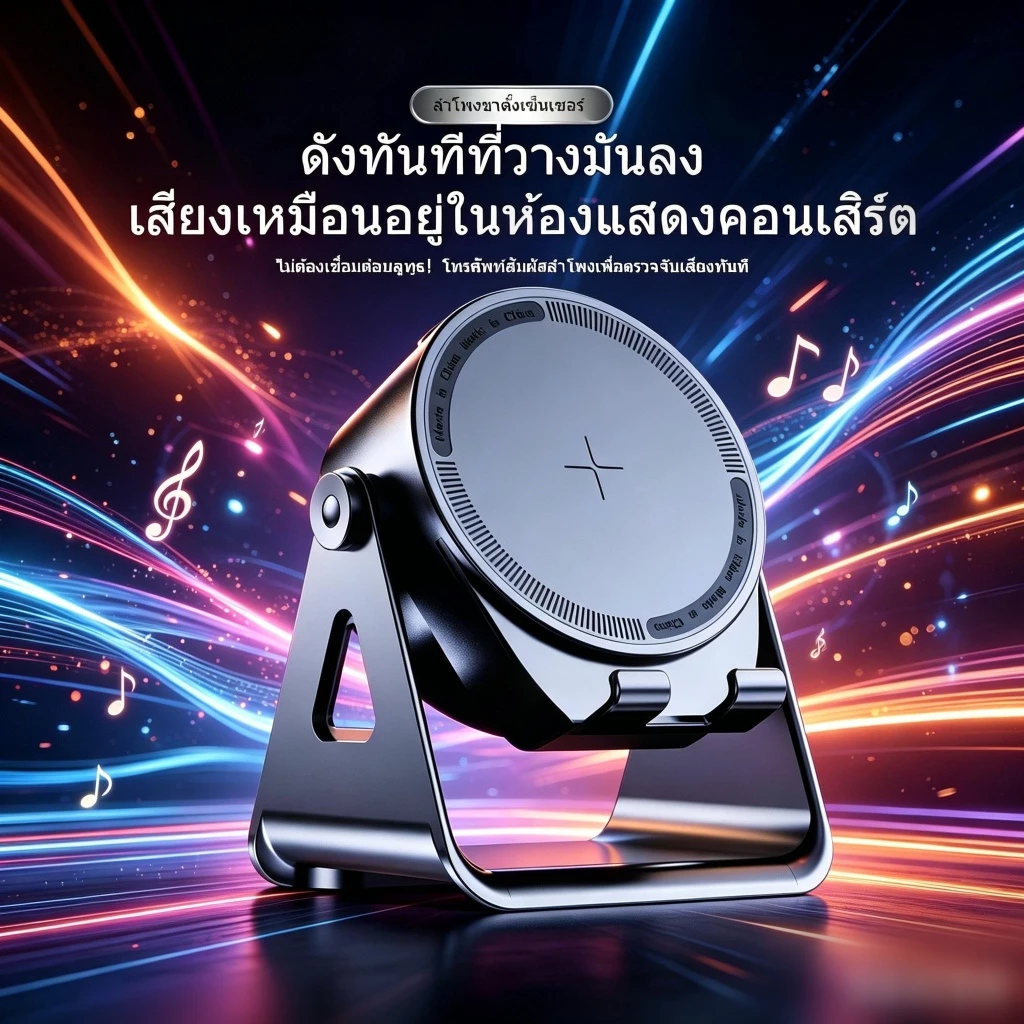 ลำโพงแม่เหล็กดูดอัจฉริยะหลายฟังก์ชัน ไม่ต้องเชื่อมบลูทูธ รองรับทั้งลำโพง ขาตั้งโทรศัพท์ พกพาสะดวก