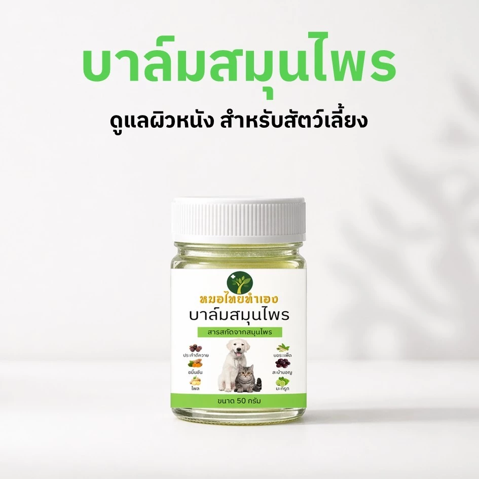 ครีมบาล์มดูแลผิวหนังสัตว์เลี้ยง สูตรสมุนไพร สุนัข แมว 20-50g thumbnail 4