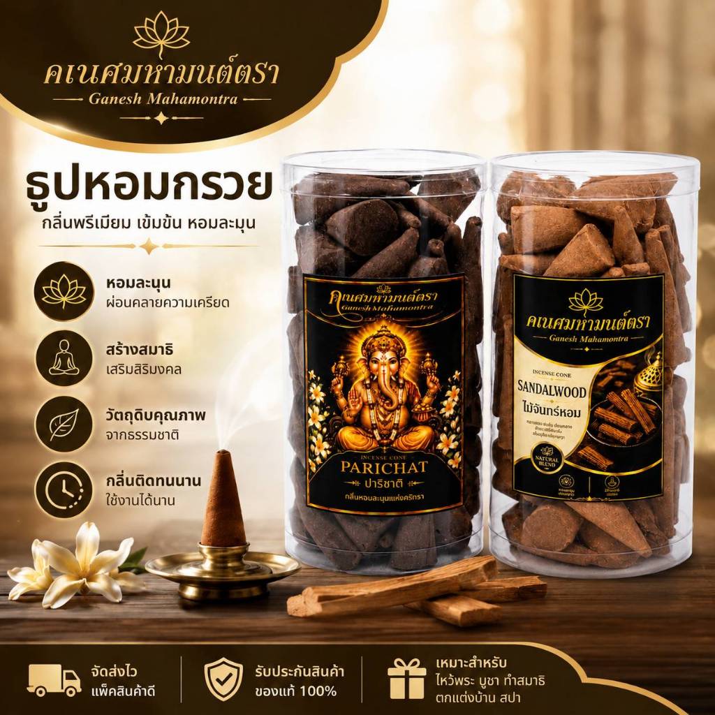 กำยานบูชาพระพิฆเนศ Aroma Classic | หอมละมุน จุดได้นาน (130g)