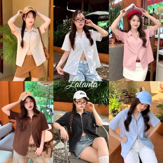 เสื้อเชิ้ตซิปหัวใจ ผ้าครัช #FF39