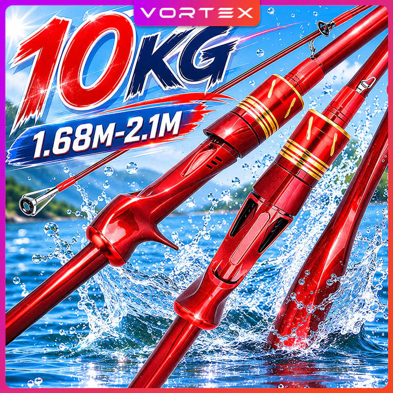 VORTEX เบ็ดตกปลา 6-7ฟุต วัสดุคาร์บอนไฟเบอร์ อัลตร้าไลท์