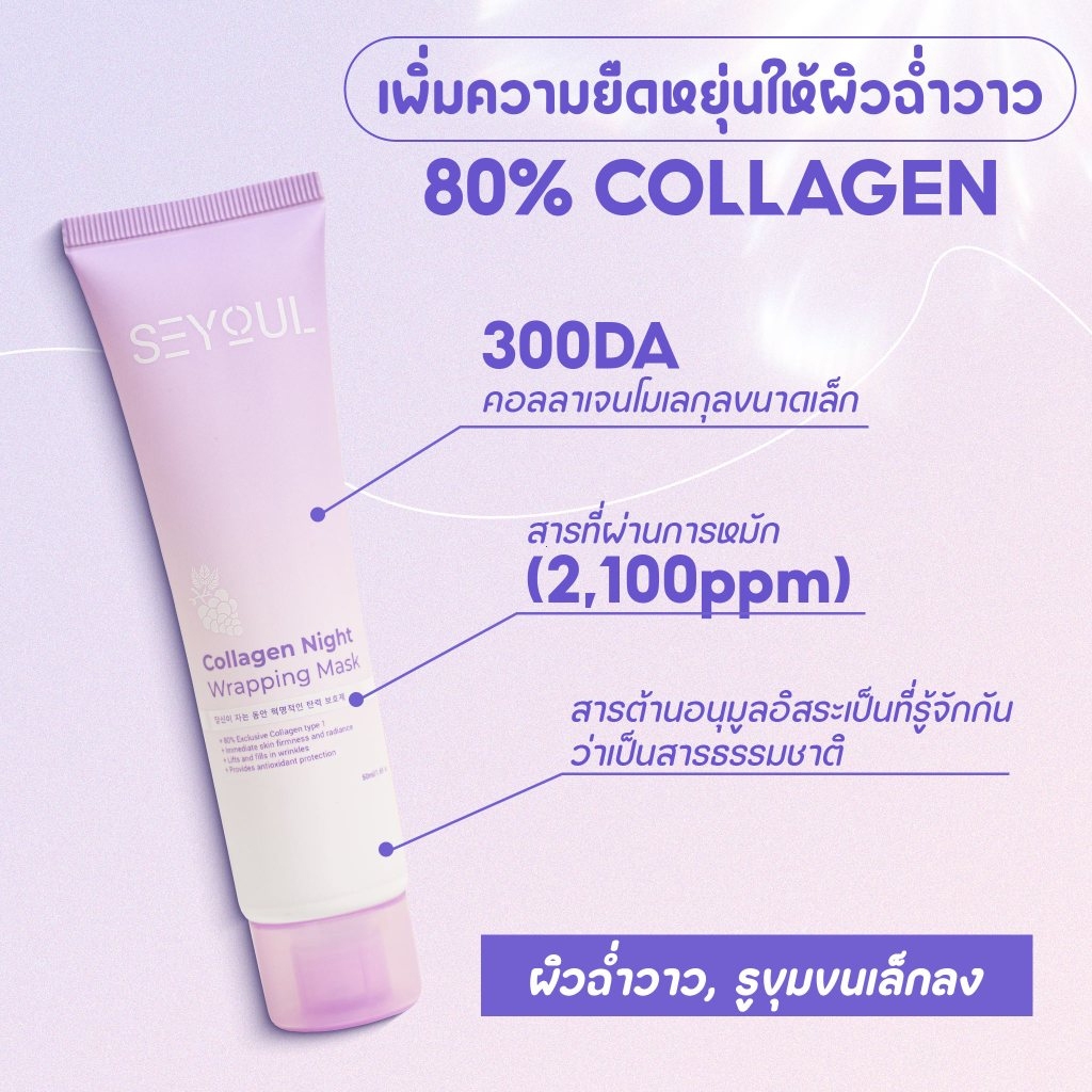 【ซื้อ 3 แถม 1】แผ่นมาสก์คอลลาเจน SEYOUL 50 มล. รูปที่ 6