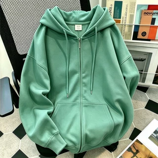 เสื้อแขนยาวแจ็คเก็ตกันหนาว มีฮู้ดและซิปเต็ม ลายสปอร์ต Unisex ใส่ได้หลายลุค