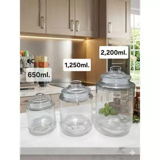 โหลแก้วใส 650ml./1,250ml./2,200ml. คุณภาพดี ดีไซน์คลาสสิค เรียบง่าย ใช้ได้นาน คุ้มค่า