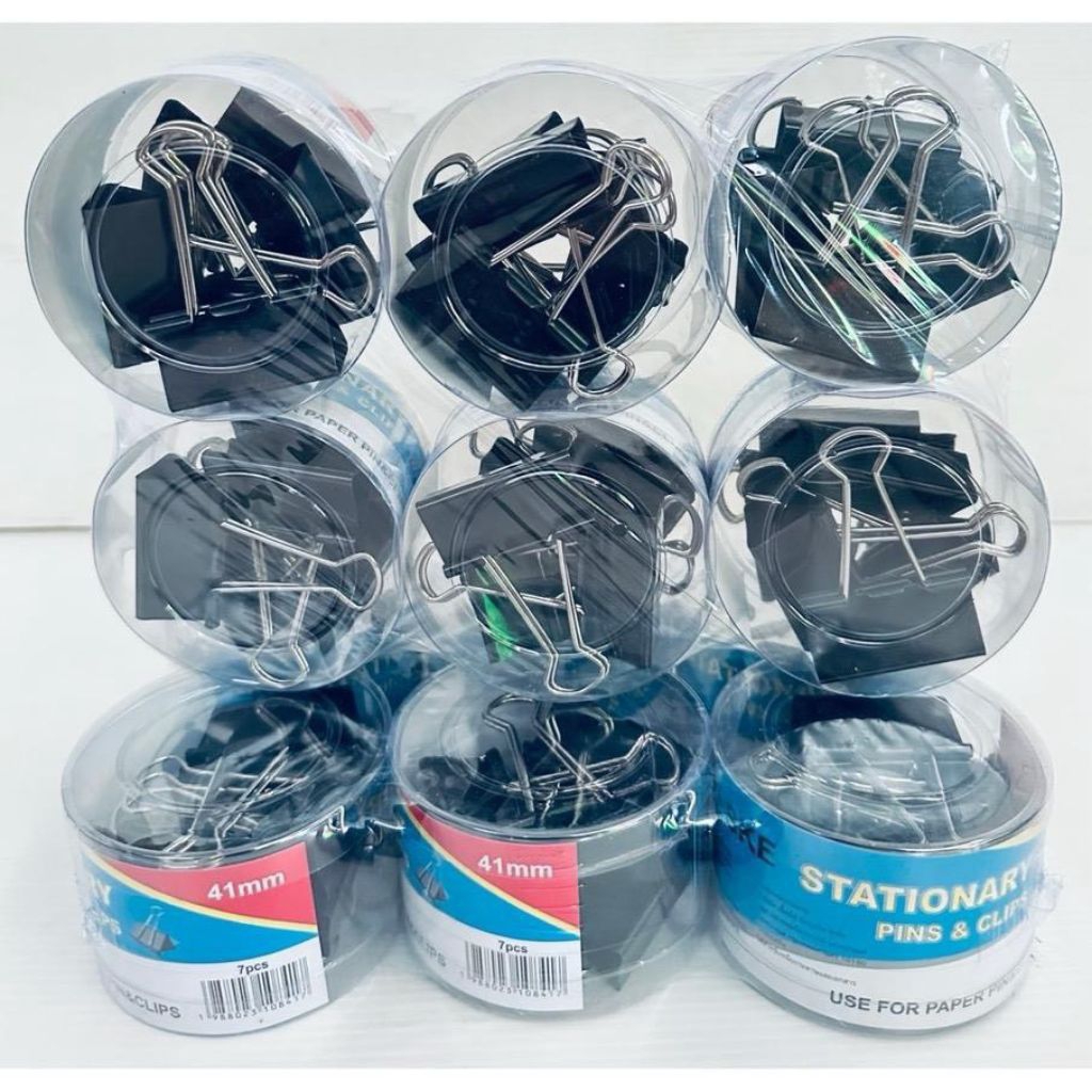 คลิปหนีบสีดำ ขนาด:41mm. 1กระปุกมี7ชิ้น ราคายกโหล12กระปุก
