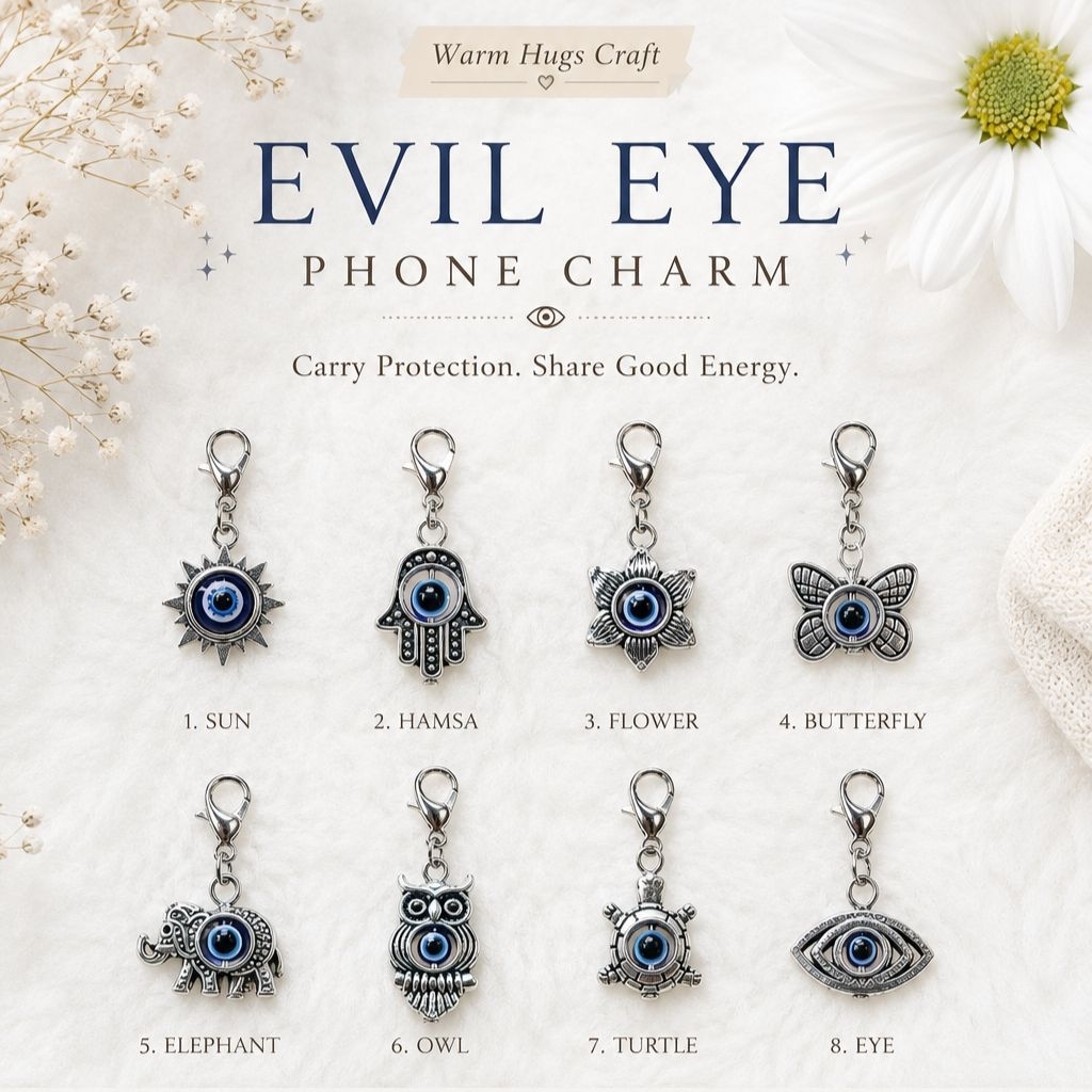 Charm >> จี้ EVIL EYE Hamsa ที่ห้อยมือถือ จี้ห้อยโทรศัพท์ จี้ห้อยกระเป๋า พวงกุญแจ เครื่องรางปกป้อง ของขวัญปัจฉิม