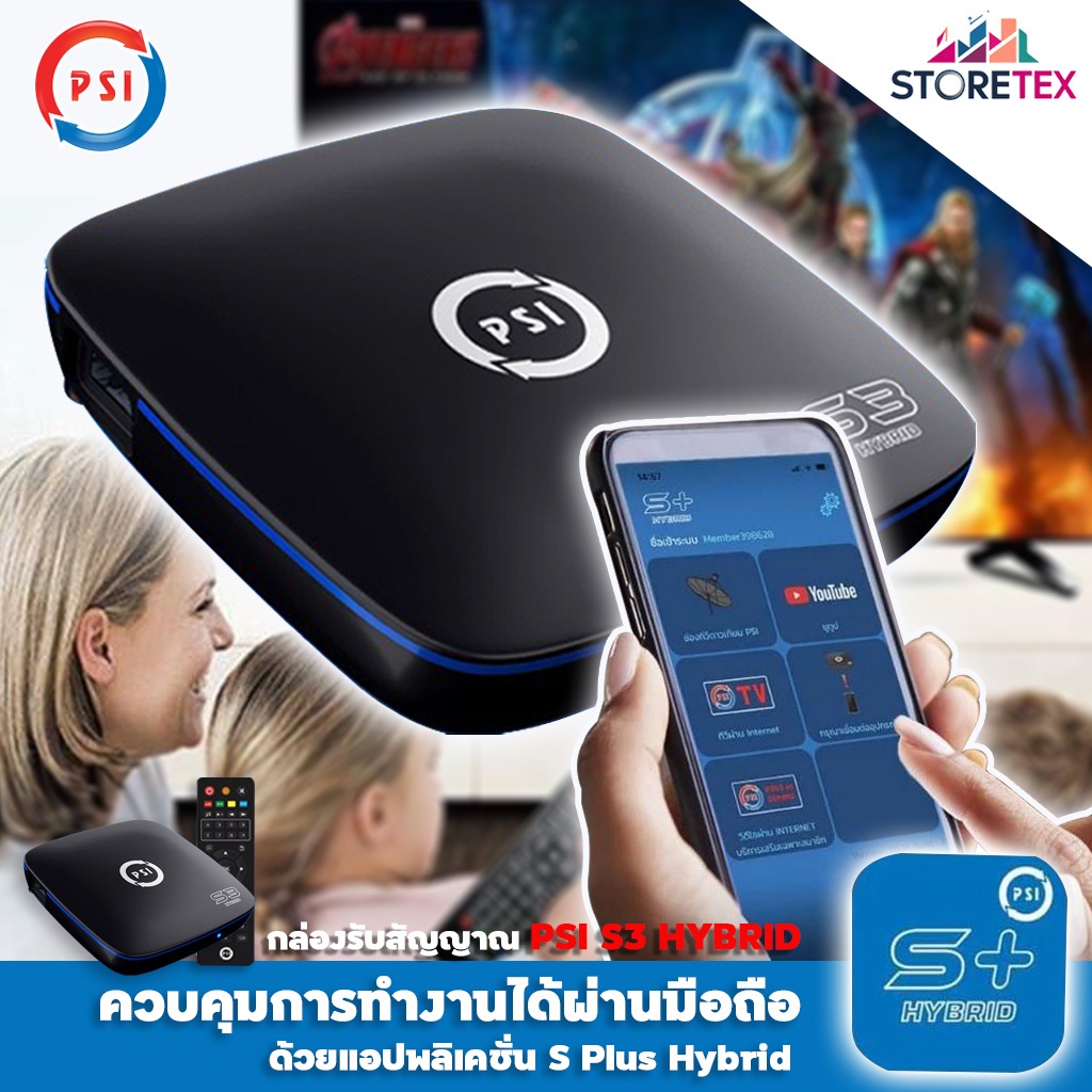 PSI S3 HYBRID (รองรับ 2ระบบ จานดาวเทียม-Wi-iFi) ช่องครบ