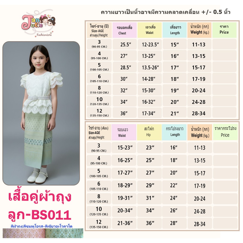 BS011 รุ่นหยกสยาม ชุดไทยเด็กผู้หญิง ประยุกต์ ออกงาน รูปที่ 7