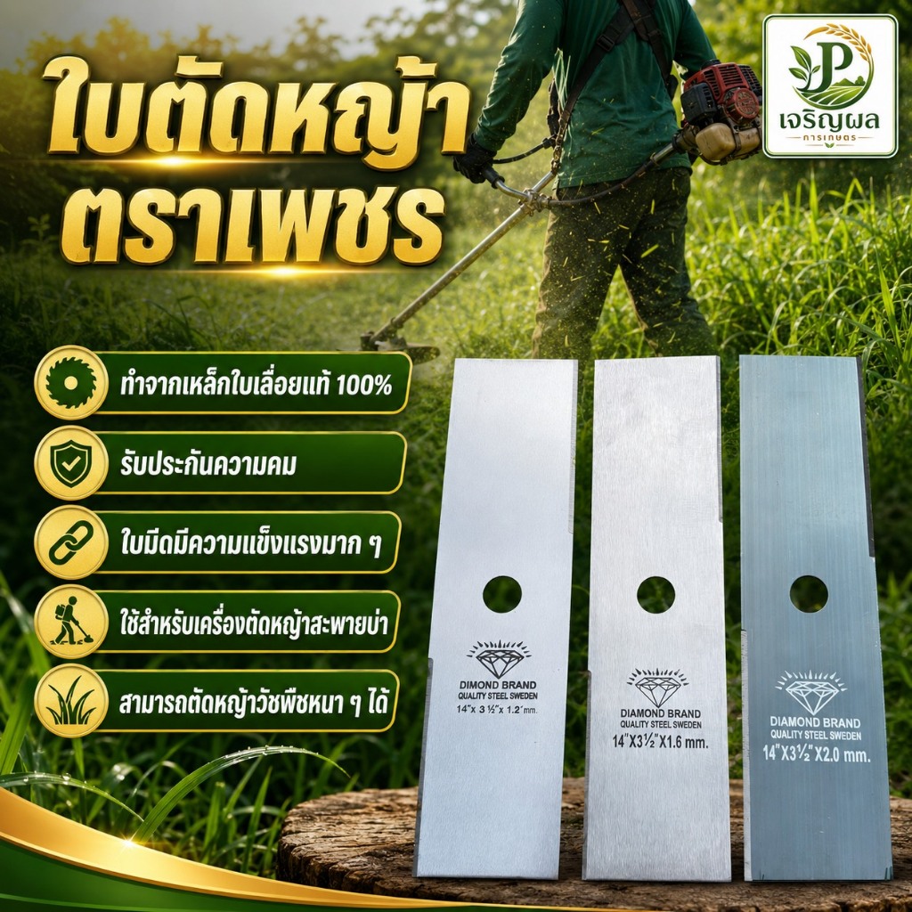 ใบตัดหญ้า ทำจากใบเลื่อยแท้ใช้ตัดหญ้าคมดีลับง่ายไม่แตกไม่หักไม่งอใช้ กับเครื่องสะพายทุกรุ่น สินค้ามาตรฐานโรงงาน