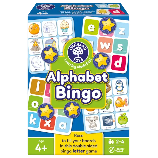 ORCHARD TOYS, Alphabet Bingo Game บอร์ดเกมส์เด็ก เกมบิงโกแสนสนุก สำหรับเด็ก อายุ 4ปีขึ้นไป