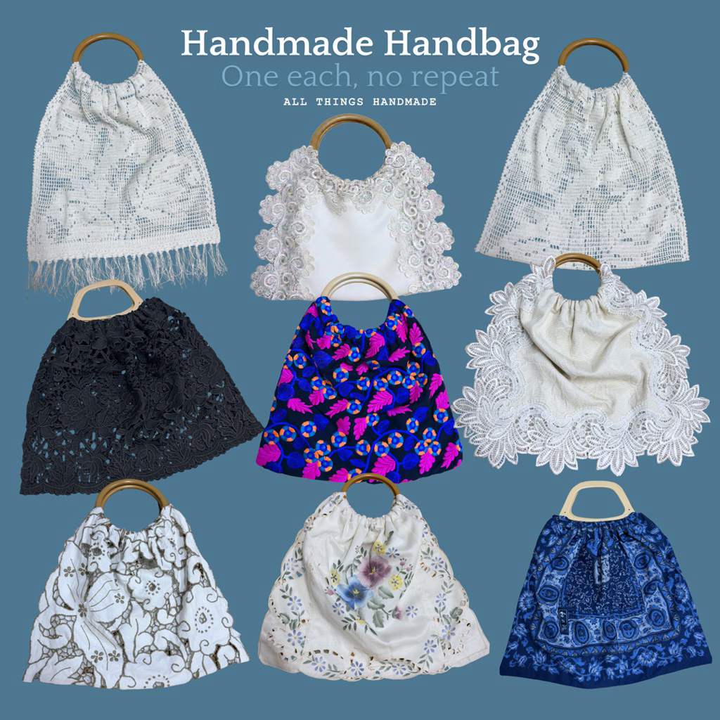 [Tana.design x One Each, No Repeat] Handmade Handbag กระเป๋าผ้าลูกไม้หูหิ้วเรซิ่น งานแฮนเมด