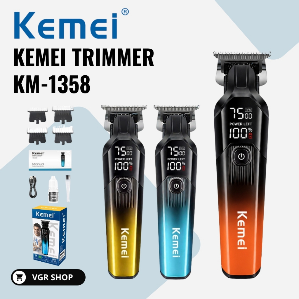 KEMEI ปัตตาเลี่ยนตัดผม รุ่น KM-1358 ตัว Trimmer รอบหมุน 7500RPM มี3สี พร้อมส่งจากไทย