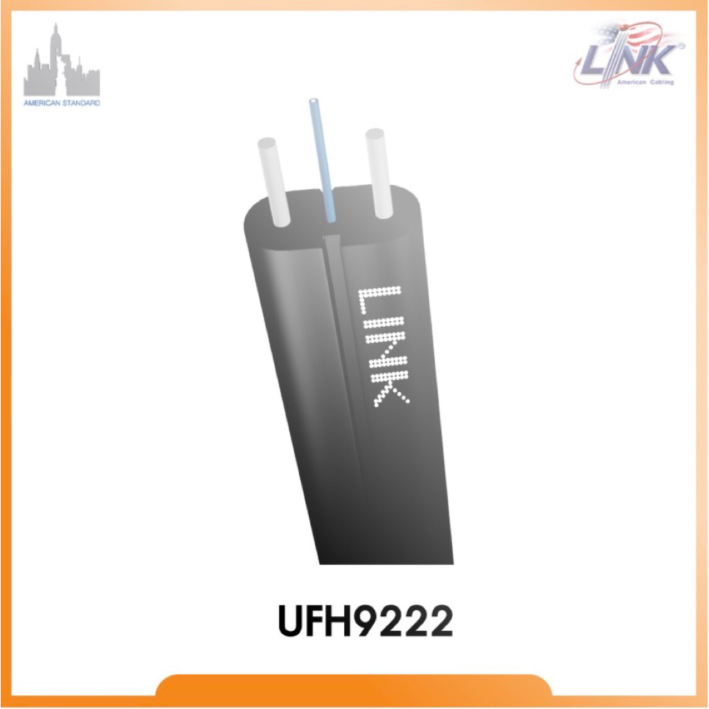 สายไฟเบอร์ออฟติก LINK Fiber Optic รุ่น UFH9222 FTTR OVAL 2C, Super-S Series Cable LSZH (Distribution