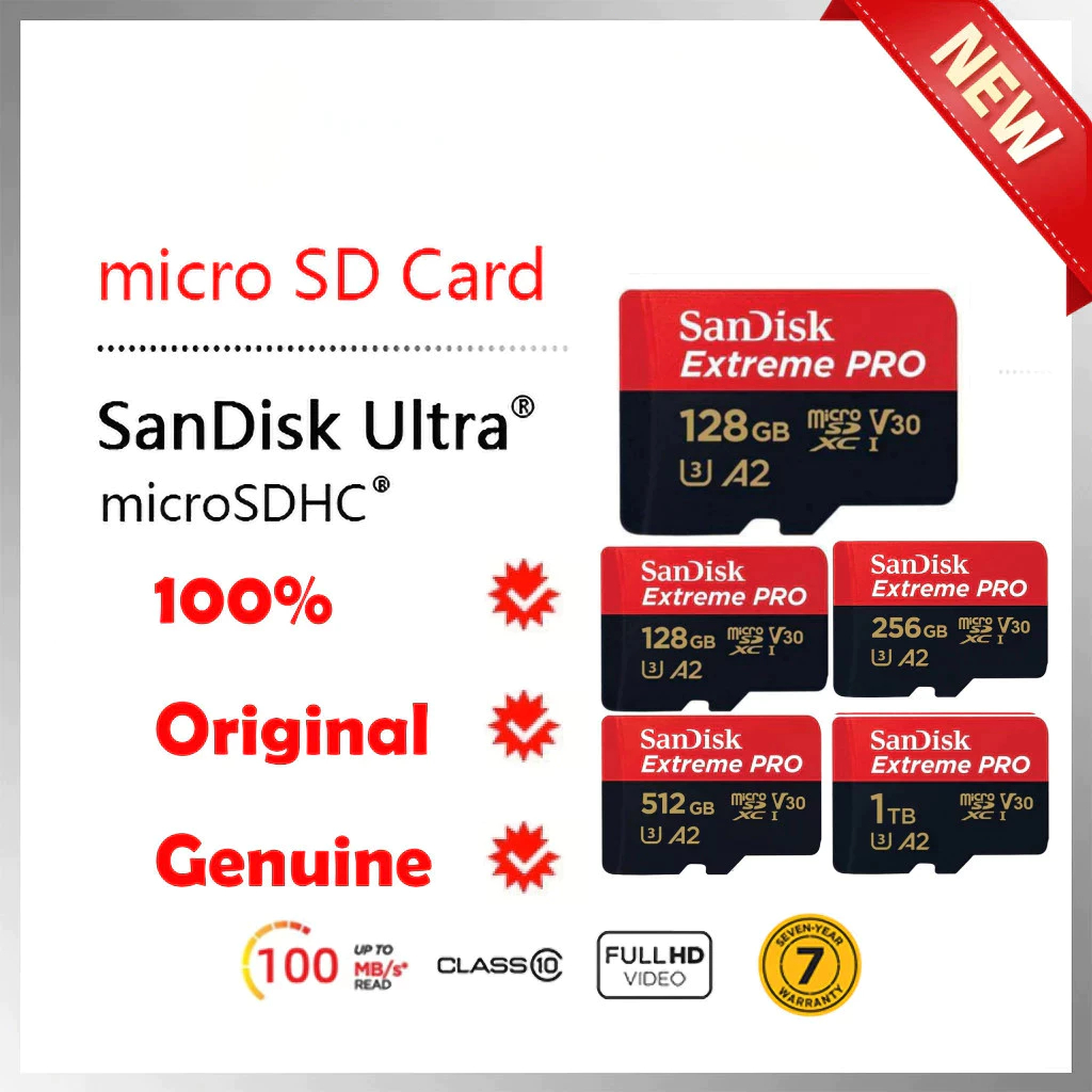 SanDisk Extreme Pro microSDXC 32GB / 64GB / 128GB / 256GB / 512GB / 1TB A2 (SDSQXCD)