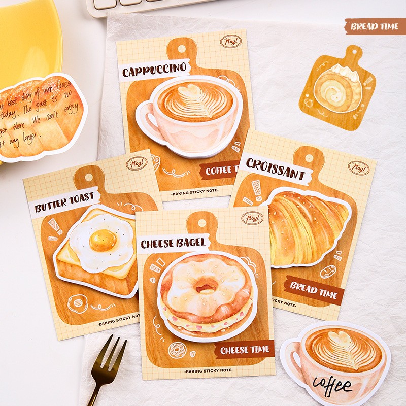 [พร้อมส่ง] 30pcs กระดาษโน๊ต ลาย ขนมปัง คุกกี้ ชีส มันฝรั่งทอด Bread Cookies Cheese Toast Cracker Egg Sticky Note Paper