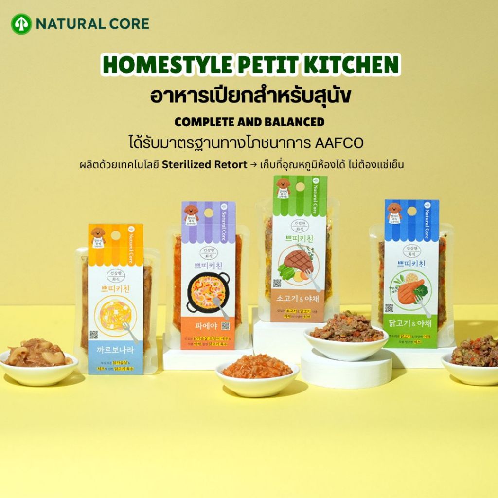 Natural core Homestyle Petit Kitchen อาหารเปียกสูตรโภชนาการครบถ้วน สำหรับสุนัข (แบบกล่อง) 12 แพ็ค