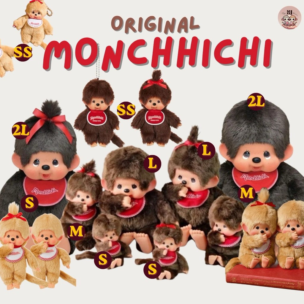 Monchhichi Original Dolls and Keychain ตุ๊กตาม่อนชิชิออริจินอล หลายไซส์ ทั้งพวงกุญเเจ เเละตุ๊กตา