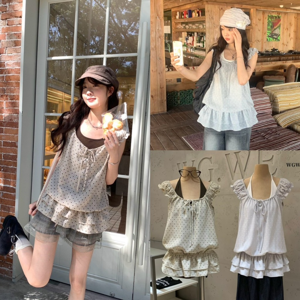 Set2pcs เสื้อคอยูจั้มช่วงเอว+เสื้อบราผูกคอรุ่น 9402 TAG WG.WE 🇰🇷
