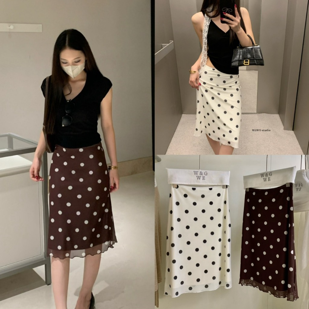 (พร้อมส่ง) กระโปรงลาย polka dot รุ่น 9667 TAG WG.WE 🇰🇷
