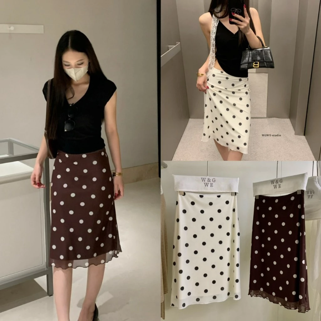 (พร้อมส่ง) Flowy Dot กระโปรงลาย polka dot - 9667 TAG WG.WE 🇰🇷