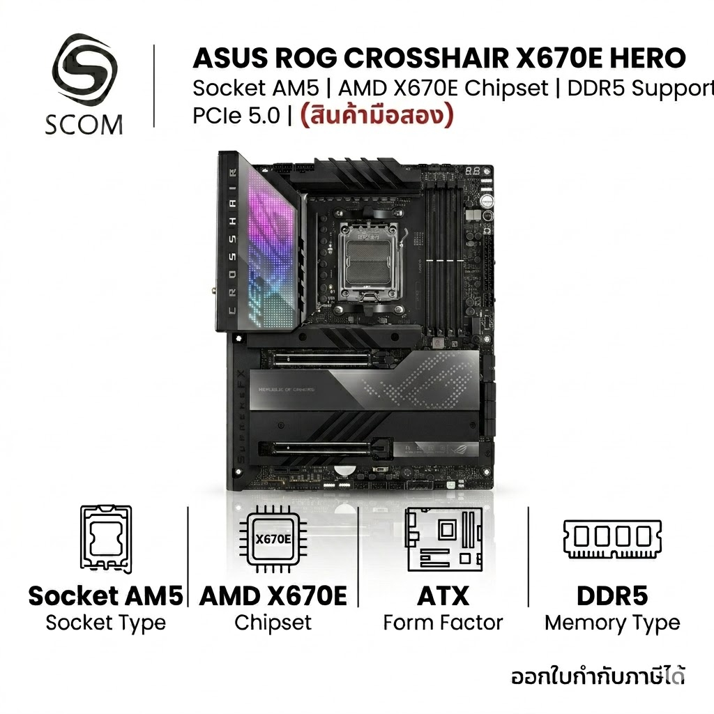 MAINBOARD ASUS ROG CROSSHAIR X670E HERO (SOCKET AM5) มือสอง