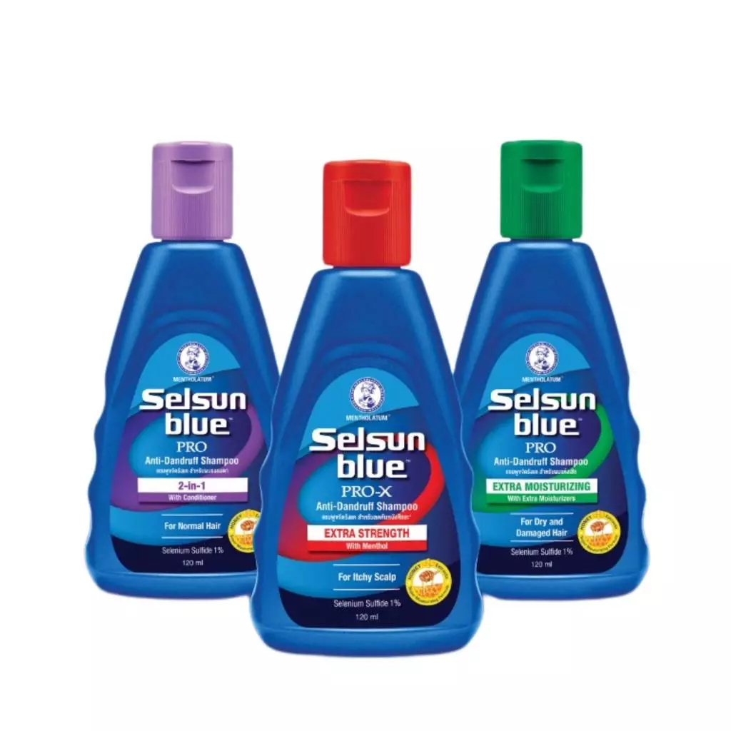 Selsen Blue เซลซั่น บลู เอ๊กซ์ตร้า สเตร็ง โปร-เอ๊กซ์ แอนตี้-แดนดรัฟ แชมพู 120 มล.