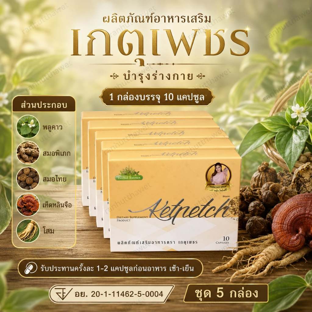 เกตุเพชร ของแท้100%(5 กล่อง ชุดสุดคุ้ม)