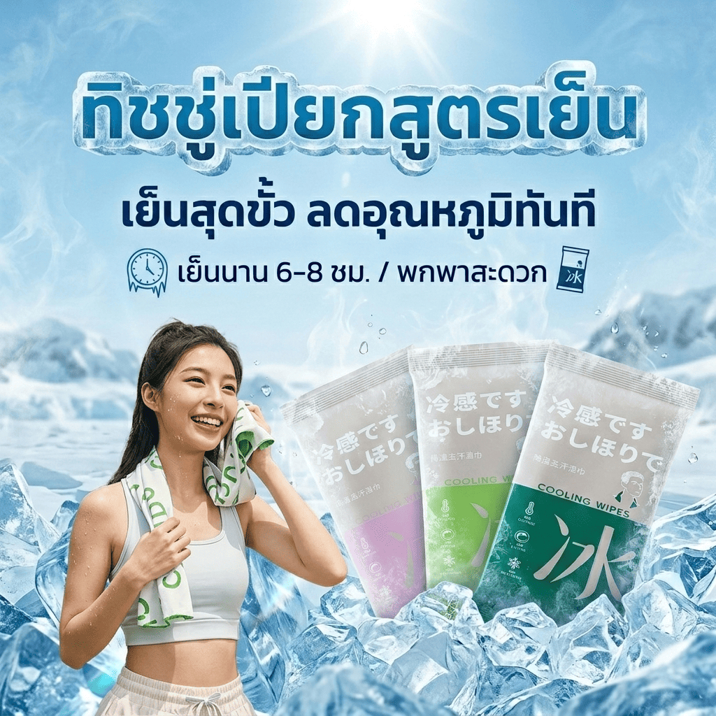 ผ้าเช็ดตัวเย็น ดูดซับเหงื่อได้ดี ผ้าเช็ดคอเย็นคลายร้อน ผสานเมนทอล เก็บความเย็นดี เหมาะกับกีฬา