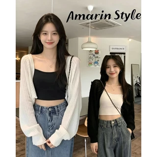 Amarin🌸พร้อมส่ง🌸 เสื้อคลุมถักไหมพรมแขนยาว เสื้อผ้าผู้หญิงสไตล์เกาหลี บางเบาใส่สบายมาก เรียบหรู ใส่ได้ทุกวัน K65